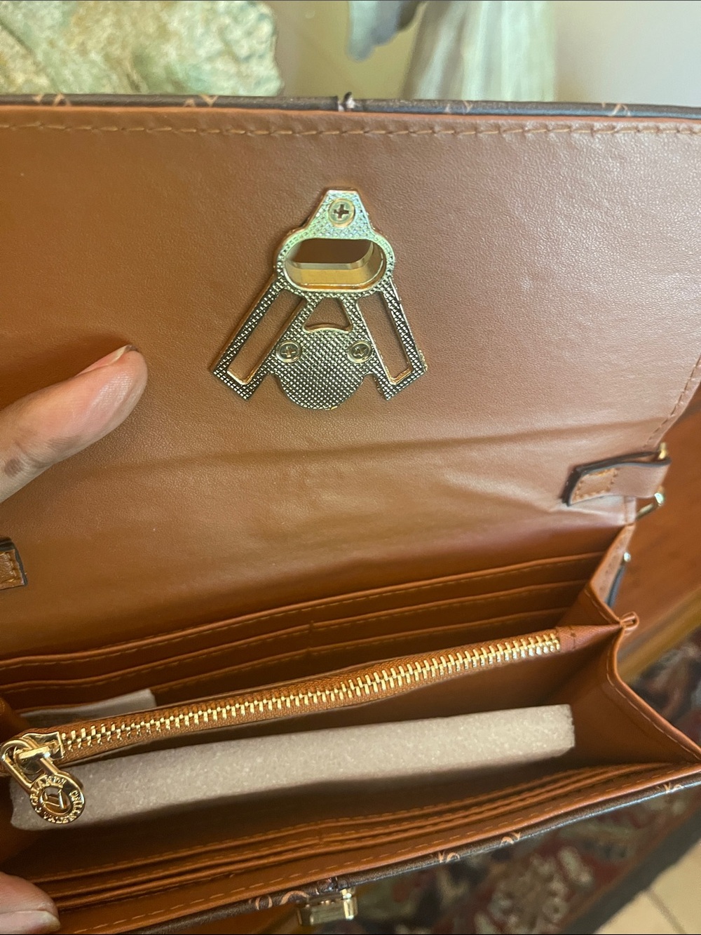 Valentino Orlandi Brown Leather Messenger Bag with Logo Strap - Picture 3 of 5